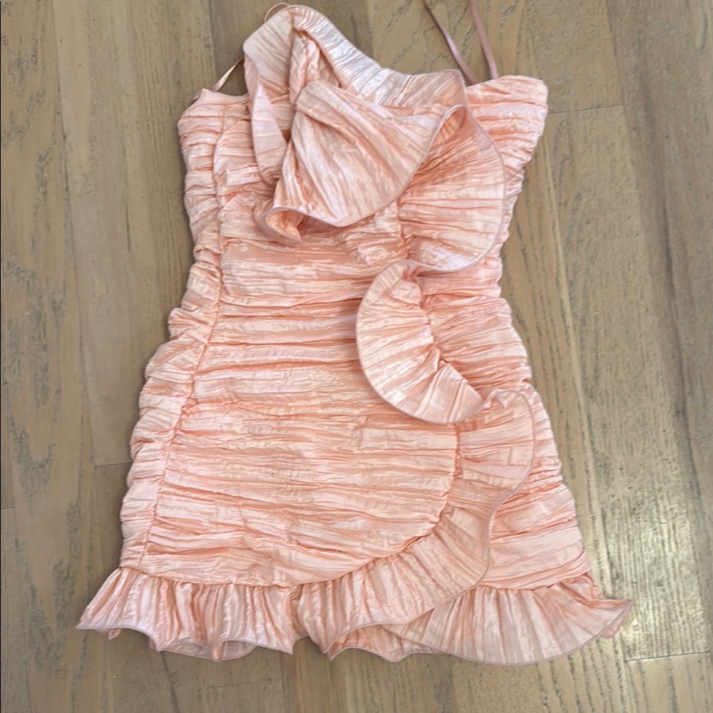Elegant Pink Ruffled mini dress